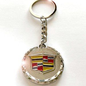 Metal Chrome Car Logo CADILLAC Key Chain Keychain Silver Key Ring 1 PCS